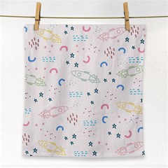 Spaceship Pattern Star Face Towel by danenraven