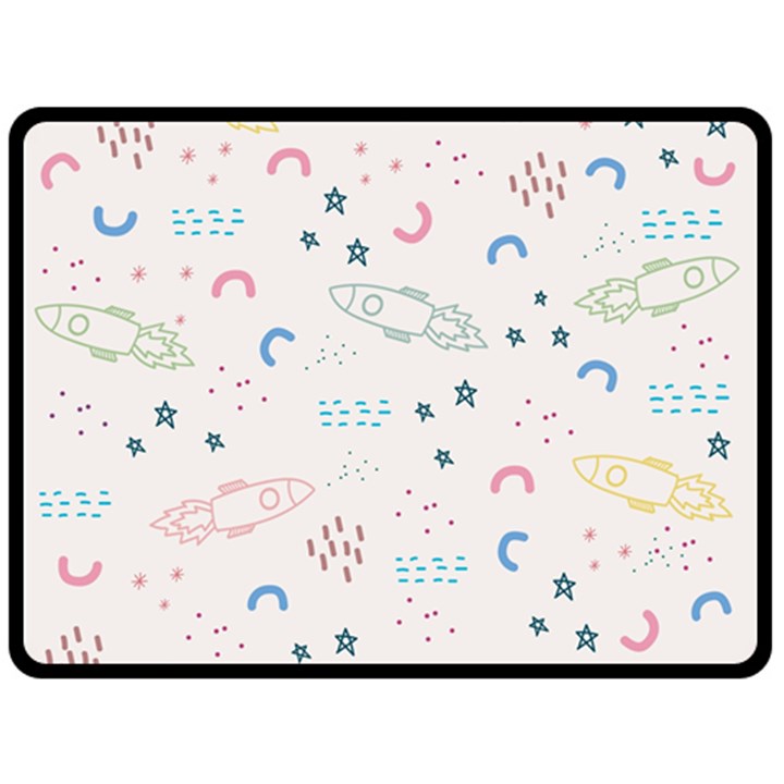 Spaceship Pattern Star Two Sides Fleece Blanket (Large)