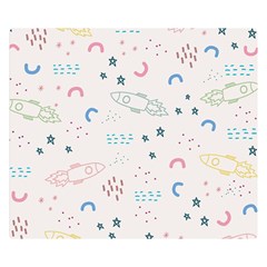 Spaceship Pattern Star Two Sides Premium Plush Fleece Blanket (small) by danenraven