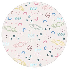 Spaceship Pattern Star Round Trivet by danenraven