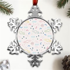 Spaceship Pattern Star Metal Small Snowflake Ornament by danenraven