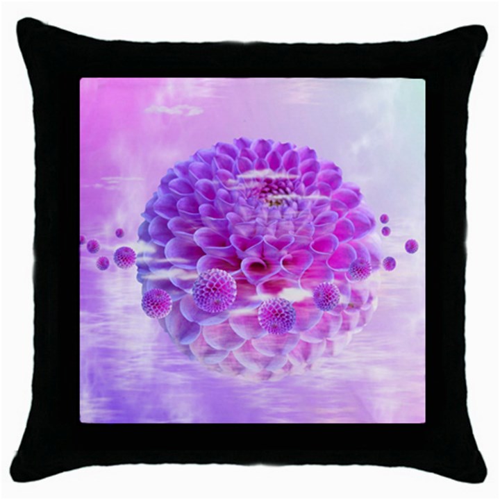 Dahlia Blossom Bloom Dahlias Fall Throw Pillow Case (Black)