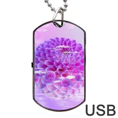 Dahlia Blossom Bloom Dahlias Fall Dog Tag Usb Flash (one Side) by danenraven