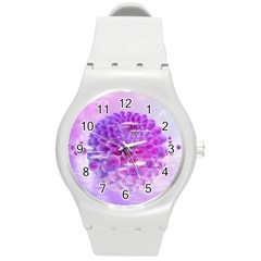 Dahlia Blossom Bloom Dahlias Fall Round Plastic Sport Watch (m) by danenraven