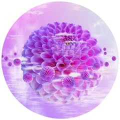 Dahlia Blossom Bloom Dahlias Fall Wooden Puzzle Round by danenraven