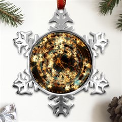 Science Fiction Background Fantasy Metal Small Snowflake Ornament by danenraven