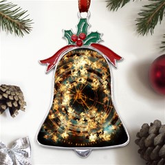 Science Fiction Background Fantasy Metal Holly Leaf Bell Ornament by danenraven