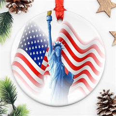 Statue Of Liberty And Usa Flag Art Ornament (round) by danenraven