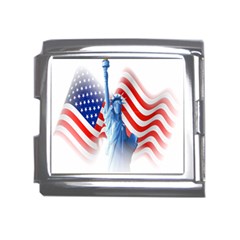 Statue Of Liberty And Usa Flag Art Mega Link Italian Charm (18mm) by danenraven