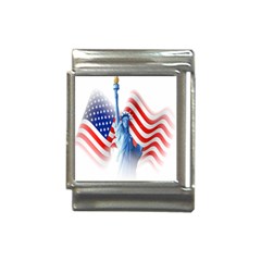 Statue Of Liberty And Usa Flag Art Italian Charm (13mm) by danenraven