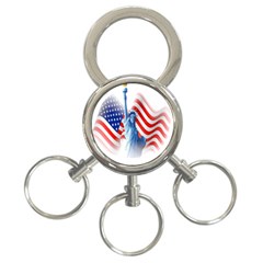 Statue Of Liberty And Usa Flag Art 3-ring Key Chain by danenraven