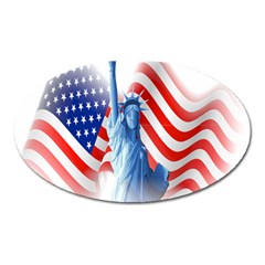 Statue Of Liberty And Usa Flag Art Oval Magnet by danenraven