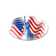 Statue Of Liberty And Usa Flag Art Sticker Oval (10 Pack) by danenraven