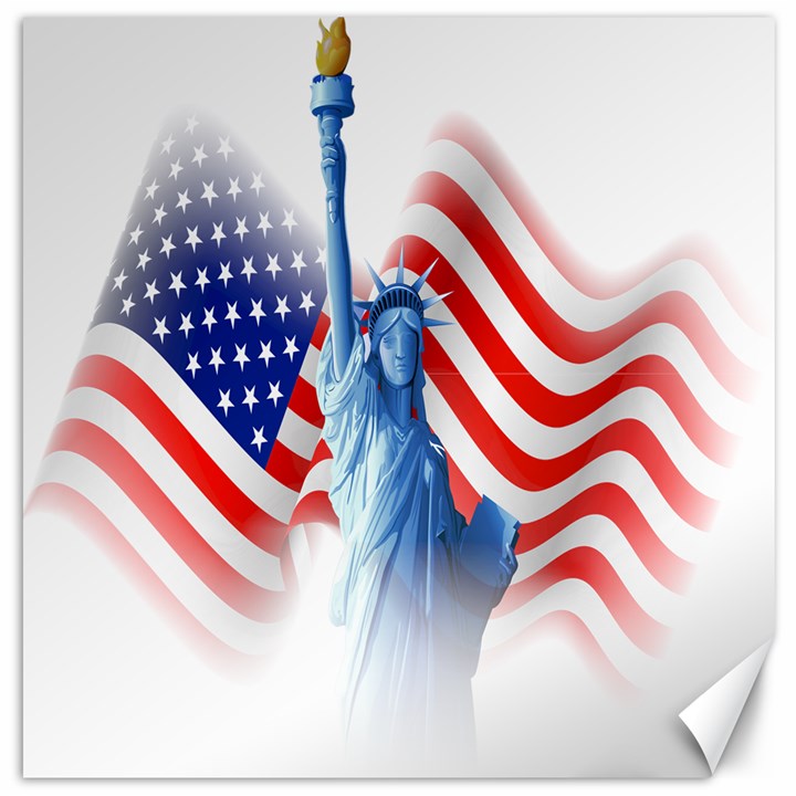 Statue Of Liberty And Usa Flag Art Canvas 12  x 12 