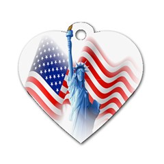 Statue Of Liberty And Usa Flag Art Dog Tag Heart (two Sides) by danenraven