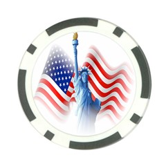 Statue Of Liberty And Usa Flag Art Poker Chip Card Guard by danenraven