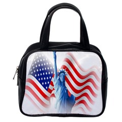 Statue Of Liberty And Usa Flag Art Classic Handbag (one Side) by danenraven