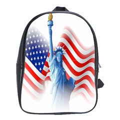 Statue Of Liberty And Usa Flag Art School Bag (large) by danenraven