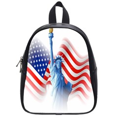 Statue Of Liberty And Usa Flag Art School Bag (small) by danenraven