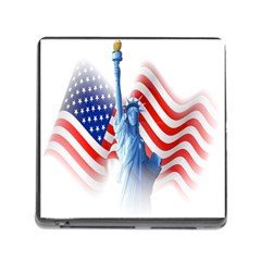 Statue Of Liberty And Usa Flag Art Memory Card Reader (square 5 Slot) by danenraven