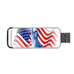 Statue Of Liberty And Usa Flag Art Portable Usb Flash (two Sides) by danenraven