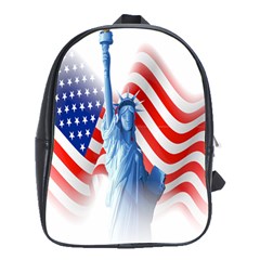 Statue Of Liberty And Usa Flag Art School Bag (xl) by danenraven