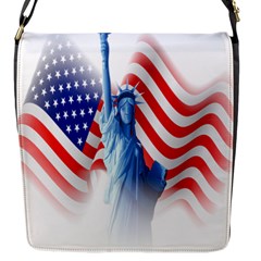 Statue Of Liberty And Usa Flag Art Flap Closure Messenger Bag (s) by danenraven