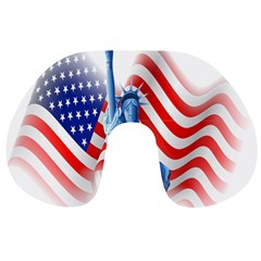 Statue Of Liberty And Usa Flag Art Travel Neck Pillow by danenraven