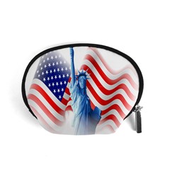 Statue Of Liberty And Usa Flag Art Accessory Pouch (small) by danenraven