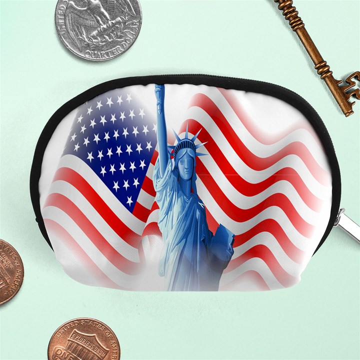 Statue Of Liberty And Usa Flag Art Accessory Pouch (Medium)