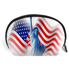 Statue Of Liberty And Usa Flag Art Accessory Pouch (large) by danenraven