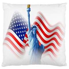 Statue Of Liberty And Usa Flag Art Standard Premium Plush Fleece Cushion Case (one Side) by danenraven