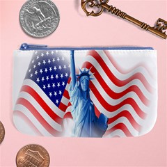 Statue Of Liberty And Usa Flag Art Large Coin Purse by danenraven