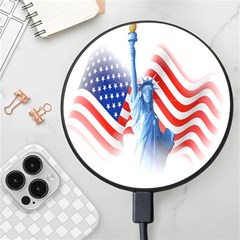 Statue Of Liberty And Usa Flag Art Wireless Fast Charger(black)