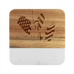 Statue Of Liberty And Usa Flag Art Marble Wood Coaster (square)