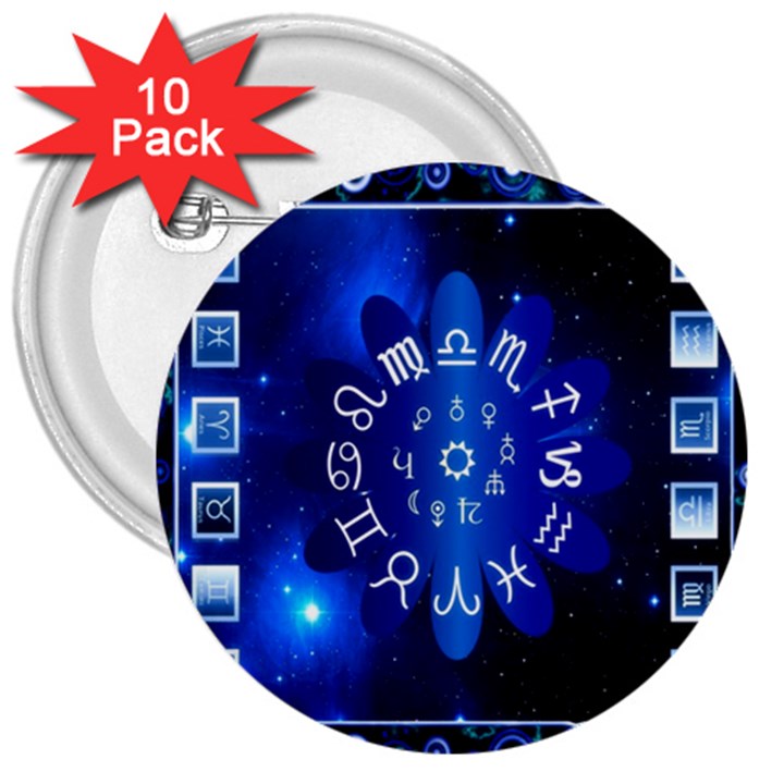 Astrology Horoscopes Constellation 3  Buttons (10 pack) 