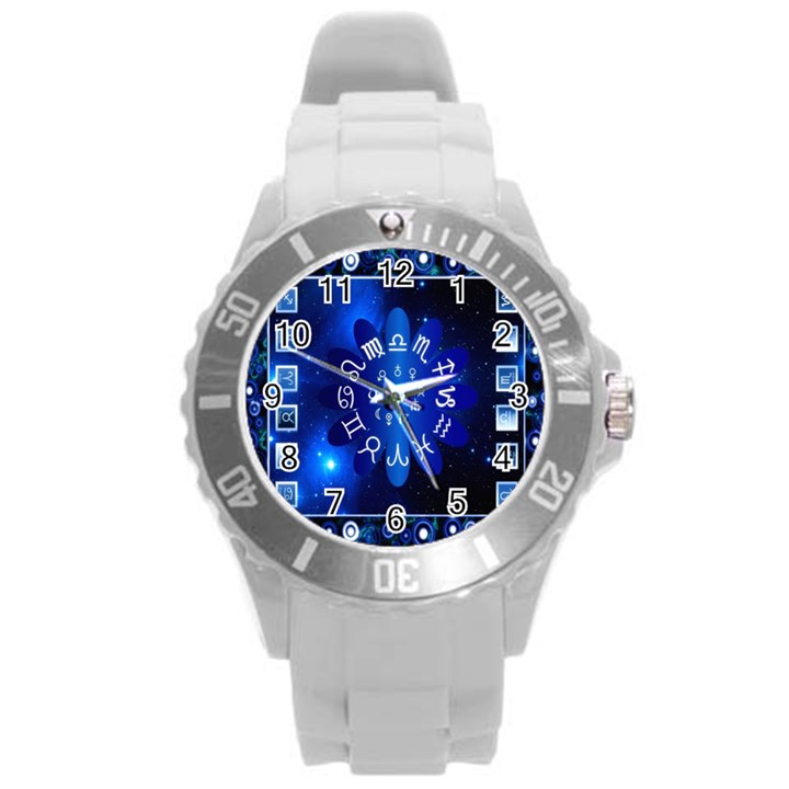 Astrology Horoscopes Constellation Round Plastic Sport Watch (L)