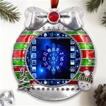 Astrology Horoscopes Constellation Metal X Mas Ribbon With Red Crystal Round Ornament Front