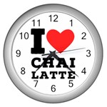 I love chai latte Wall Clock (Silver) Front