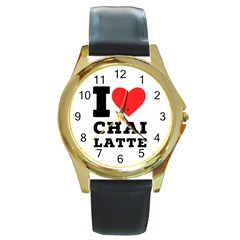 I Love Chai Latte Round Gold Metal Watch by ilovewhateva