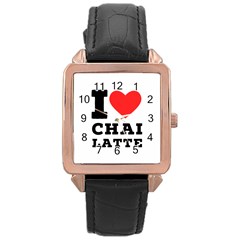 I Love Chai Latte Rose Gold Leather Watch  by ilovewhateva