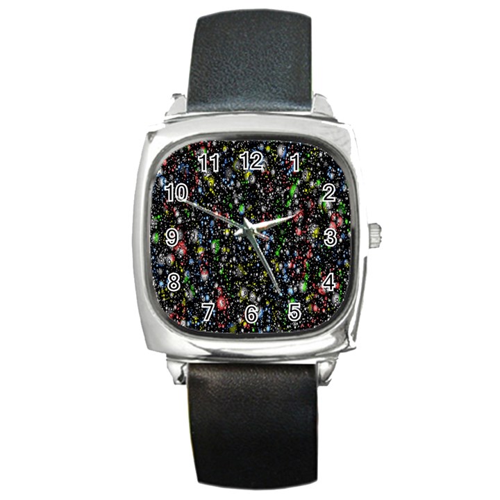 Illustration Universe Star Planet Square Metal Watch