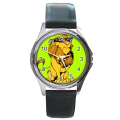 Lion Cartoon Parody Round Metal Watch by danenraven