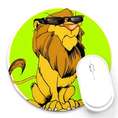 Lion Cartoon Parody Round Mousepad by danenraven