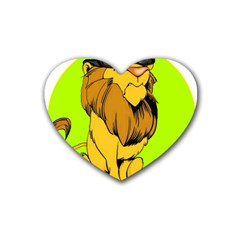 Lion Cartoon Parody Rubber Heart Coaster (4 Pack) by danenraven