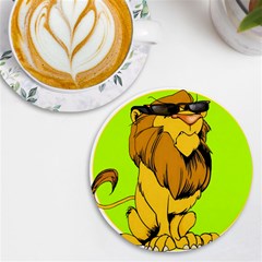 Lion Cartoon Parody Uv Print Round Tile Coaster by danenraven