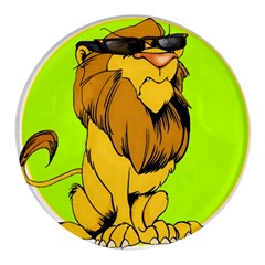 Lion Cartoon Parody Round Glass Fridge Magnet (4 Pack)