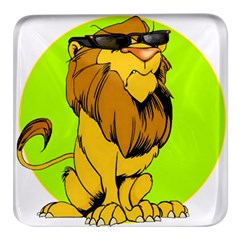 Lion Cartoon Parody Square Glass Fridge Magnet (4 Pack) by danenraven