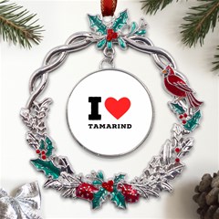 I Love Tamarind Metal X mas Wreath Holly Leaf Ornament