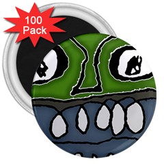 Extreme Closeup Angry Monster Vampire 3  Magnets (100 Pack)